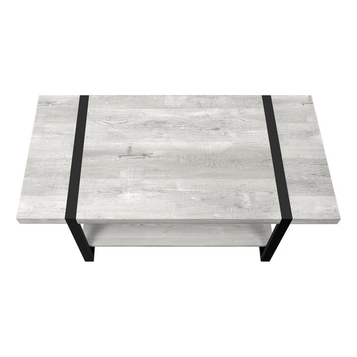 47" Grey And Black Rectangular Coffee Table With Shelf Image 5