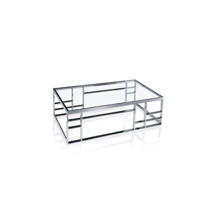 47" Silver And Clear Glass Rectangular Coffee Table Image 5