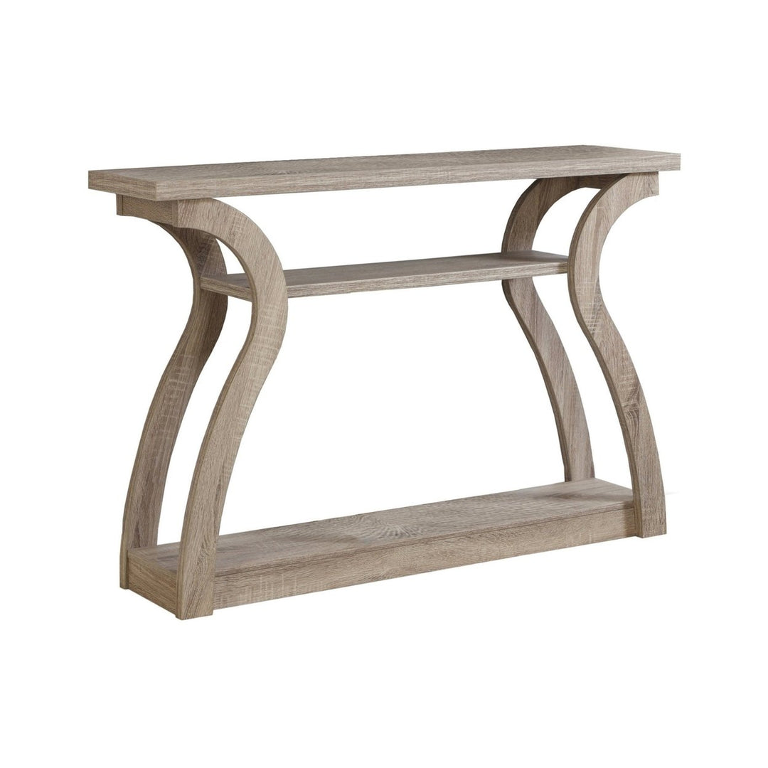 47" Taupe Floor Shelf Console Table With Storage Image 1