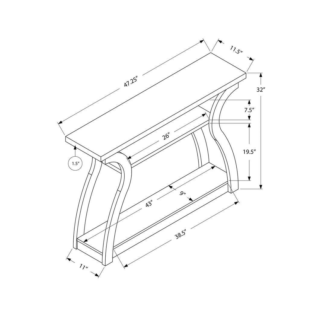 47" Taupe Floor Shelf Console Table With Storage Image 3