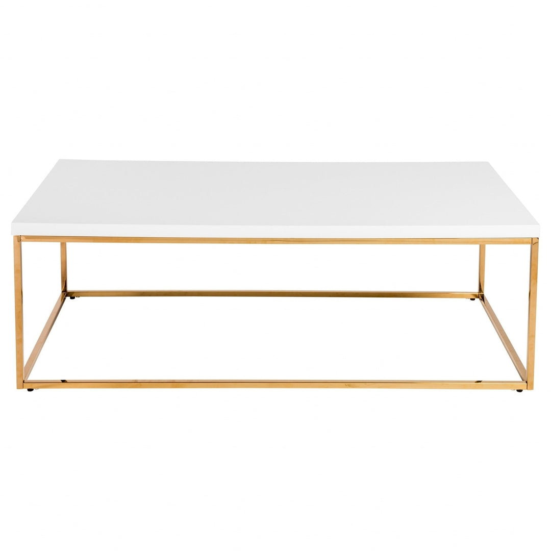 47" White And Gold Metal Coffee Table Image 1