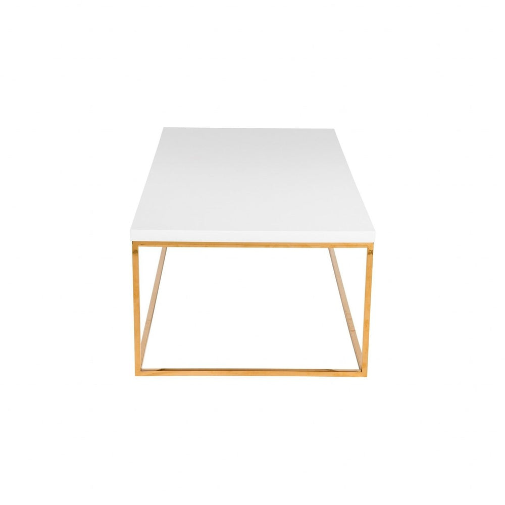 47" White And Gold Metal Coffee Table Image 2