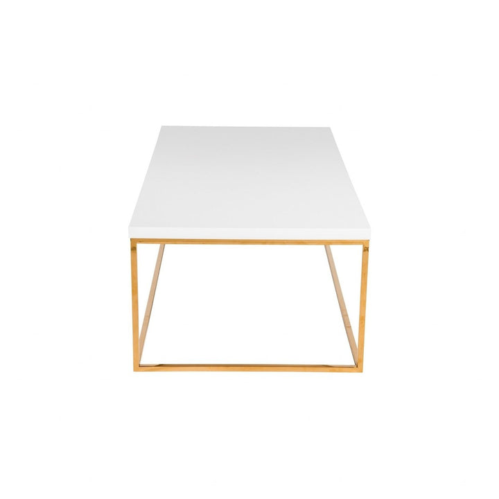 47" White And Gold Metal Coffee Table Image 2