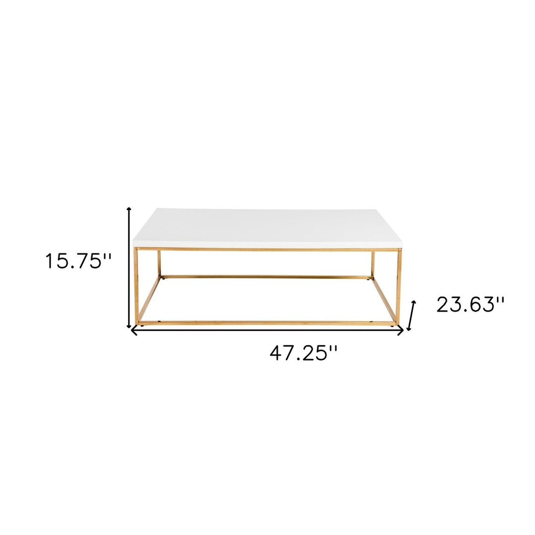 47" White And Gold Metal Coffee Table Image 6