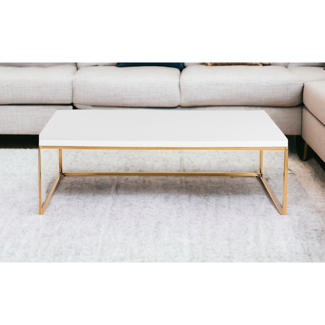 47" White And Gold Metal Coffee Table Image 7