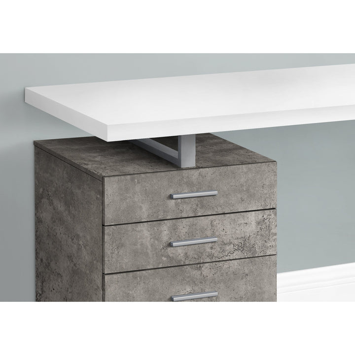 47" White and Gray Computer Desk With Three Drawers Image 3