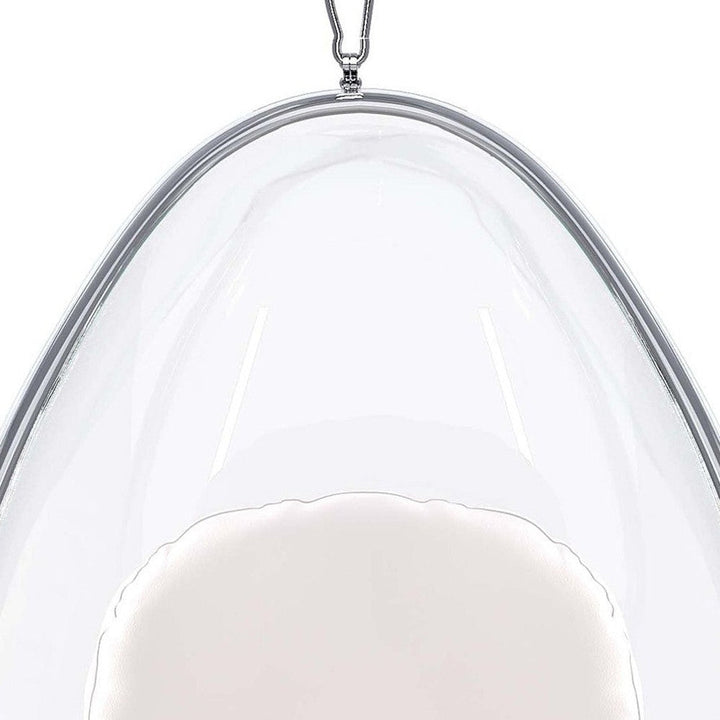 47" White and Silver Acrylic and Faux Leather Oval Balloon Chair Image 8