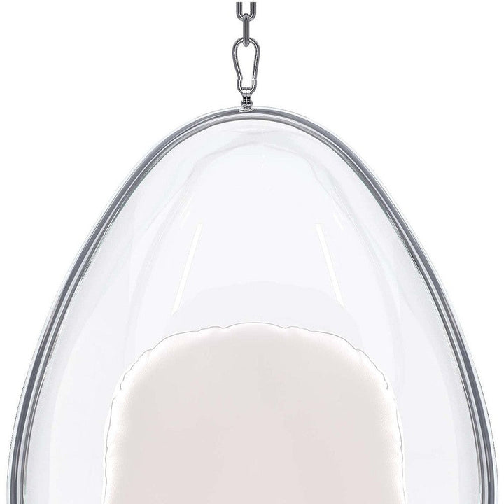 47" White and Silver Acrylic and Faux Leather Oval Balloon Chair Image 9