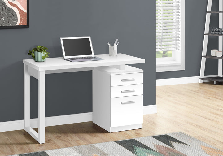 47" White Computer Desk With Three Drawers Image 1