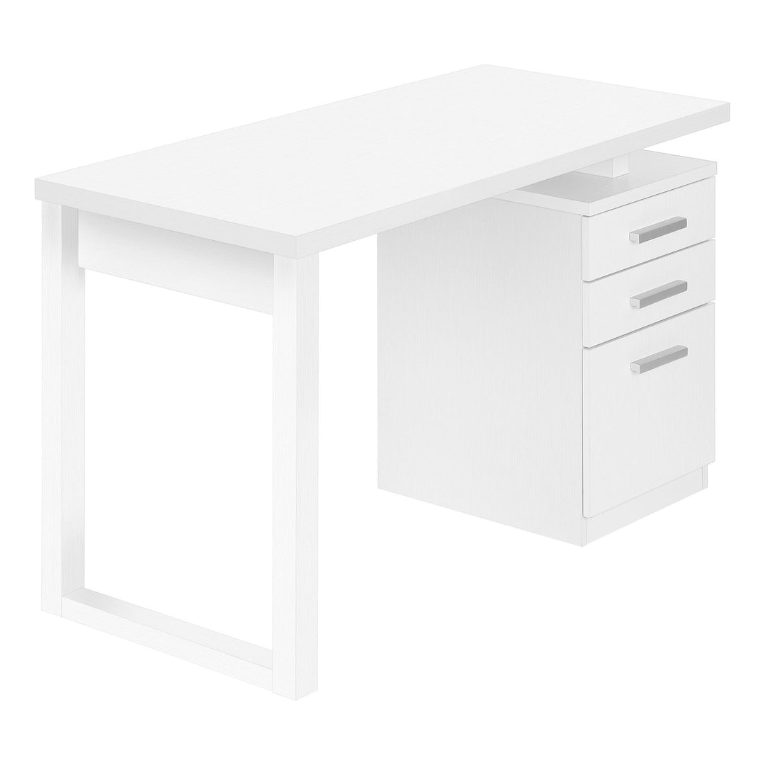 47" White Computer Desk With Three Drawers Image 2