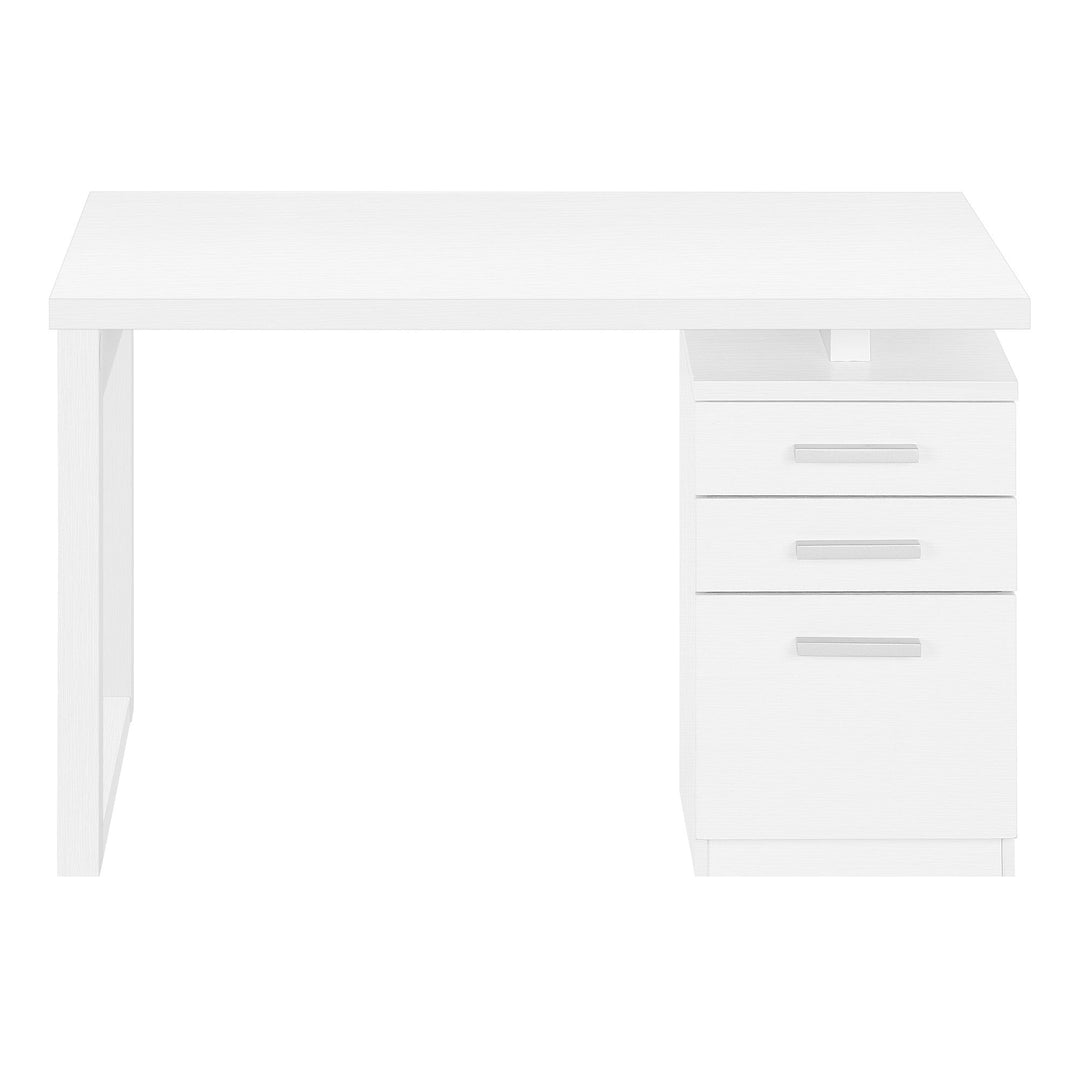 47" White Computer Desk With Three Drawers Image 3