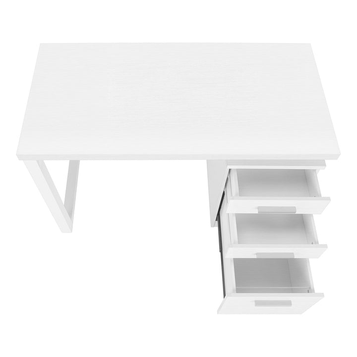 47" White Computer Desk With Three Drawers Image 6