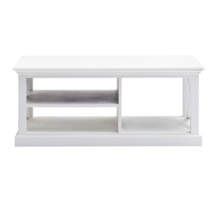 47" White Solid Wood And Solid And Manufactured Wood Coffee Table With Three Shelves Image 1