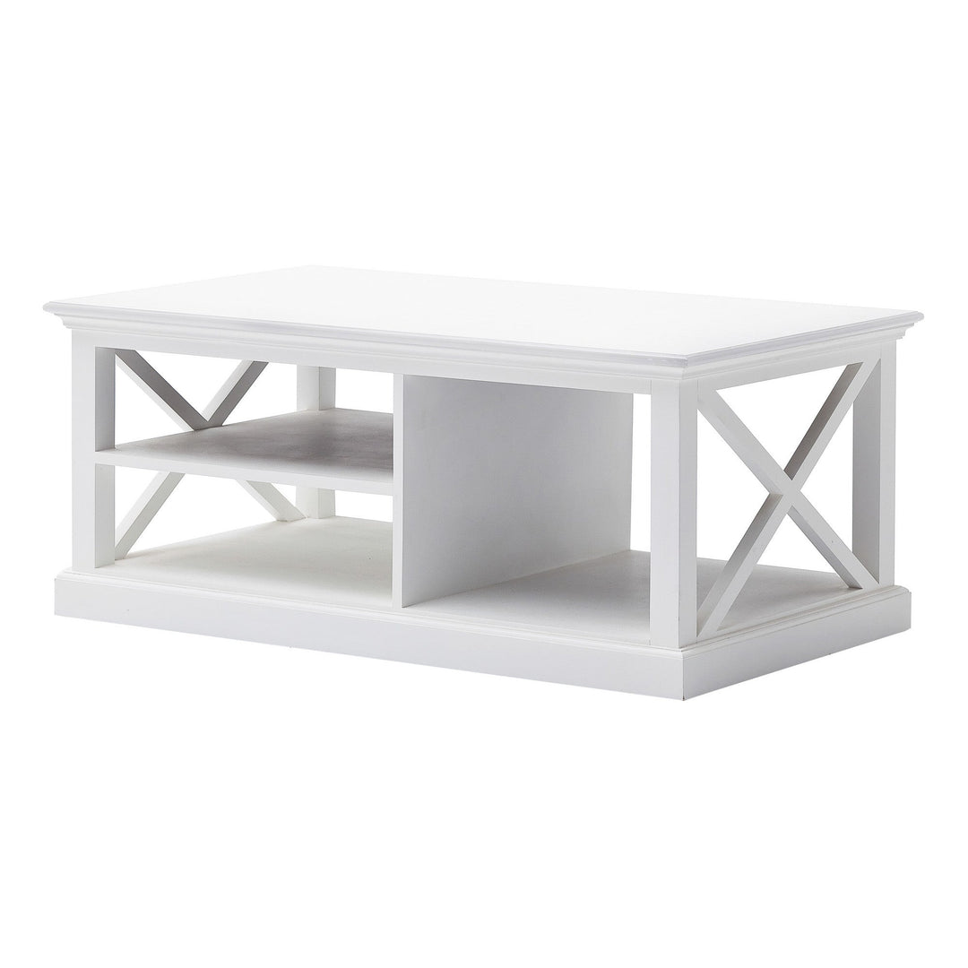 47" White Solid Wood And Solid And Manufactured Wood Coffee Table With Three Shelves Image 2