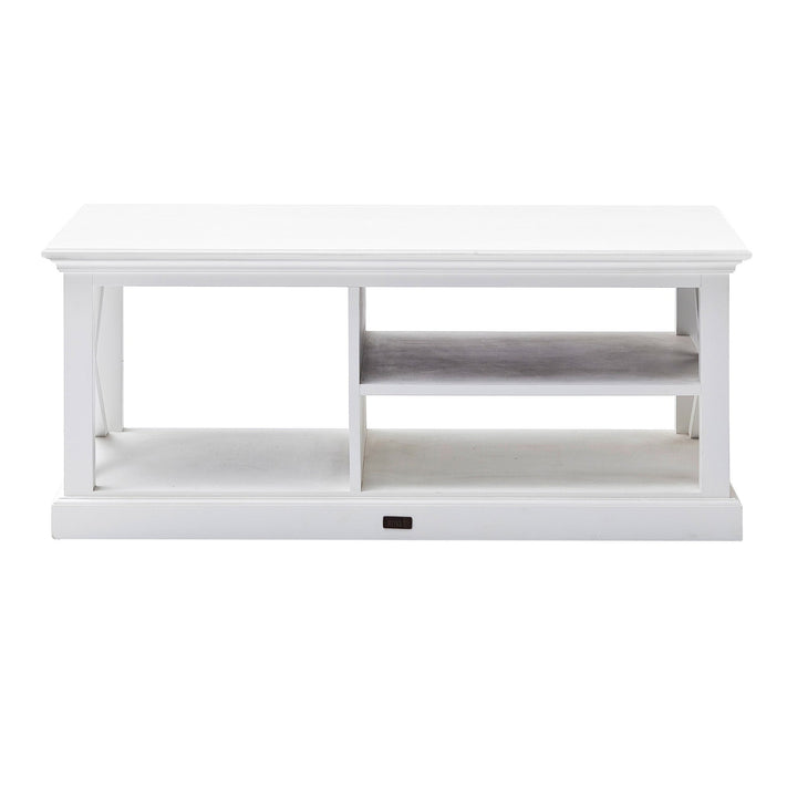 47" White Solid Wood And Solid And Manufactured Wood Coffee Table With Three Shelves Image 5