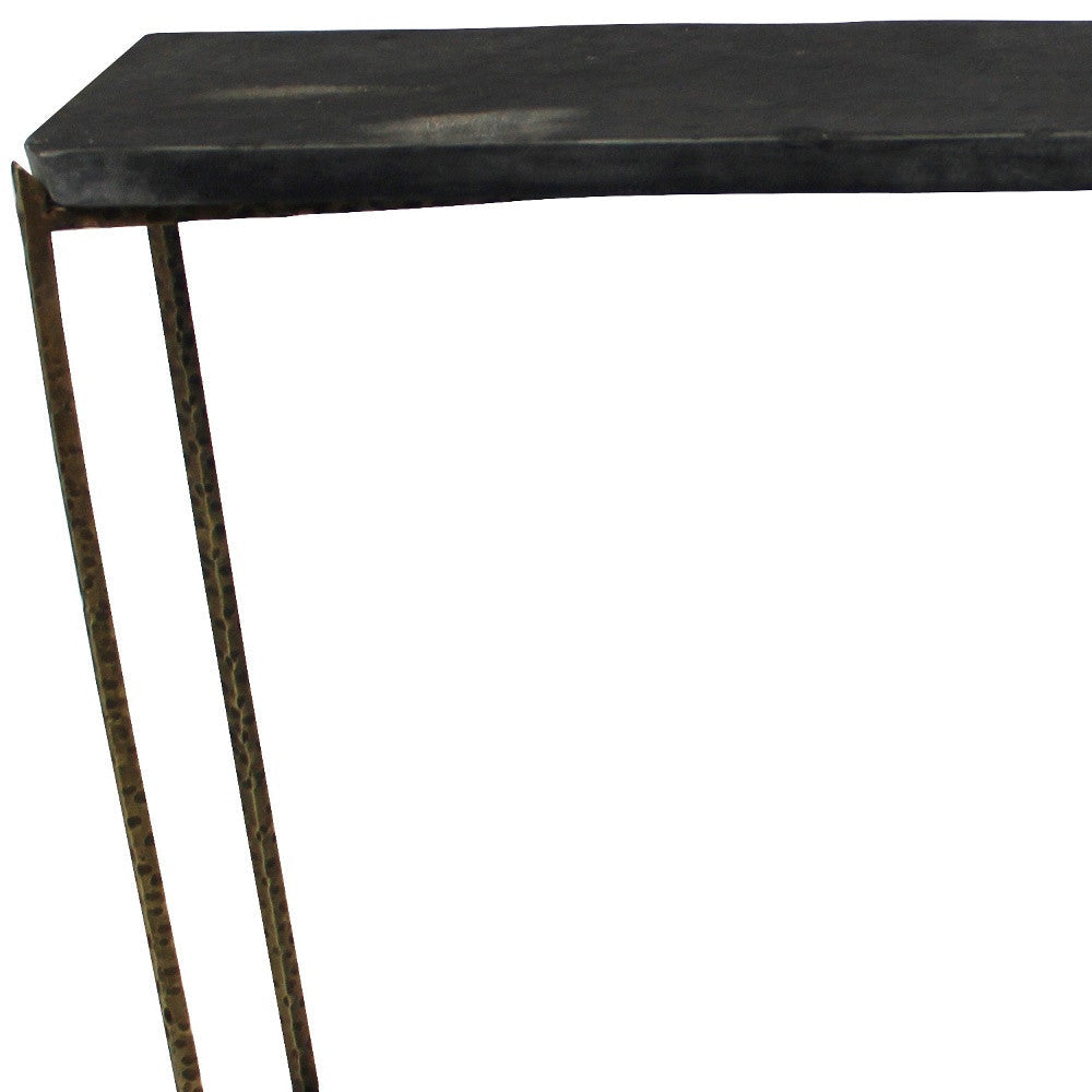 48" Black and Gold Stone Frame Console Table Image 3