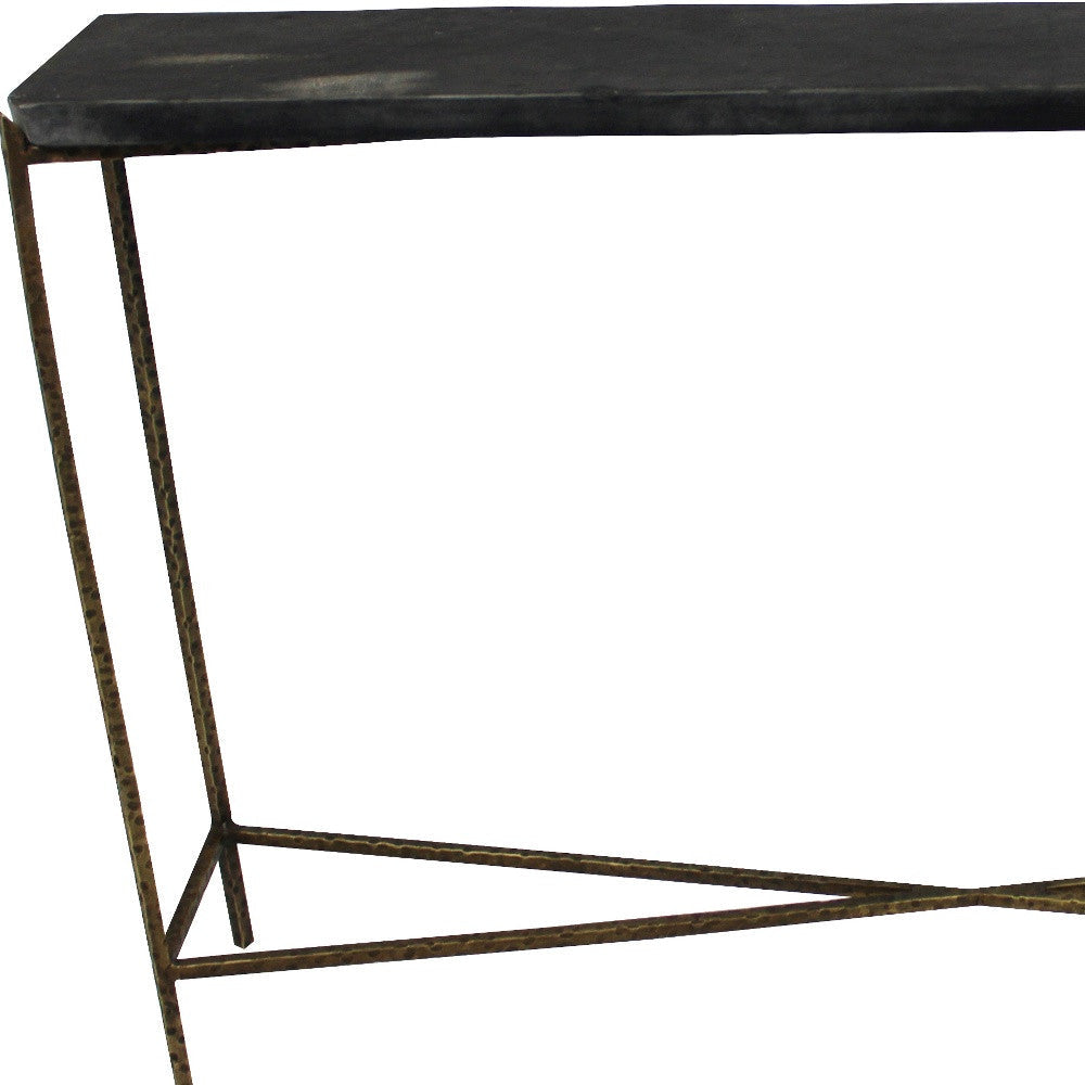 48" Black and Gold Stone Frame Console Table Image 4