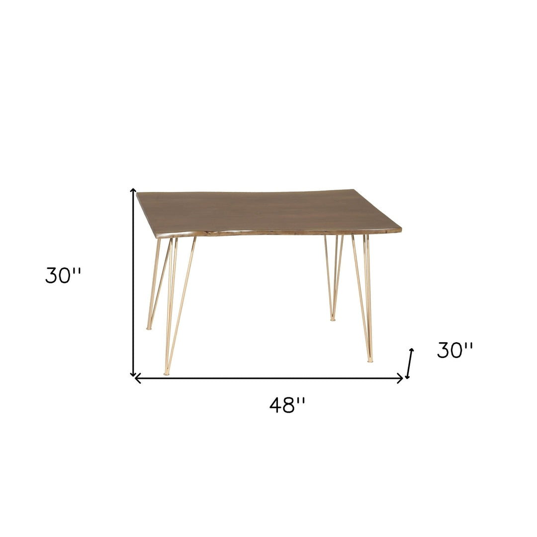 48" Brown and Gold Solid Wood and Iron Dining Image 4