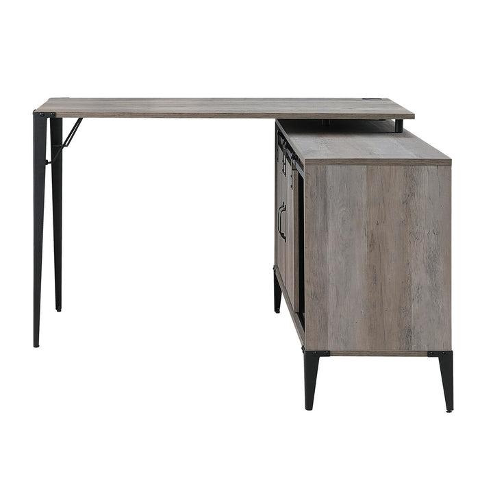 48" Gray and Black L Shape Writing Desk Image 1