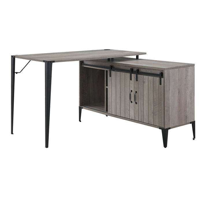 48" Gray and Black L Shape Writing Desk Image 3