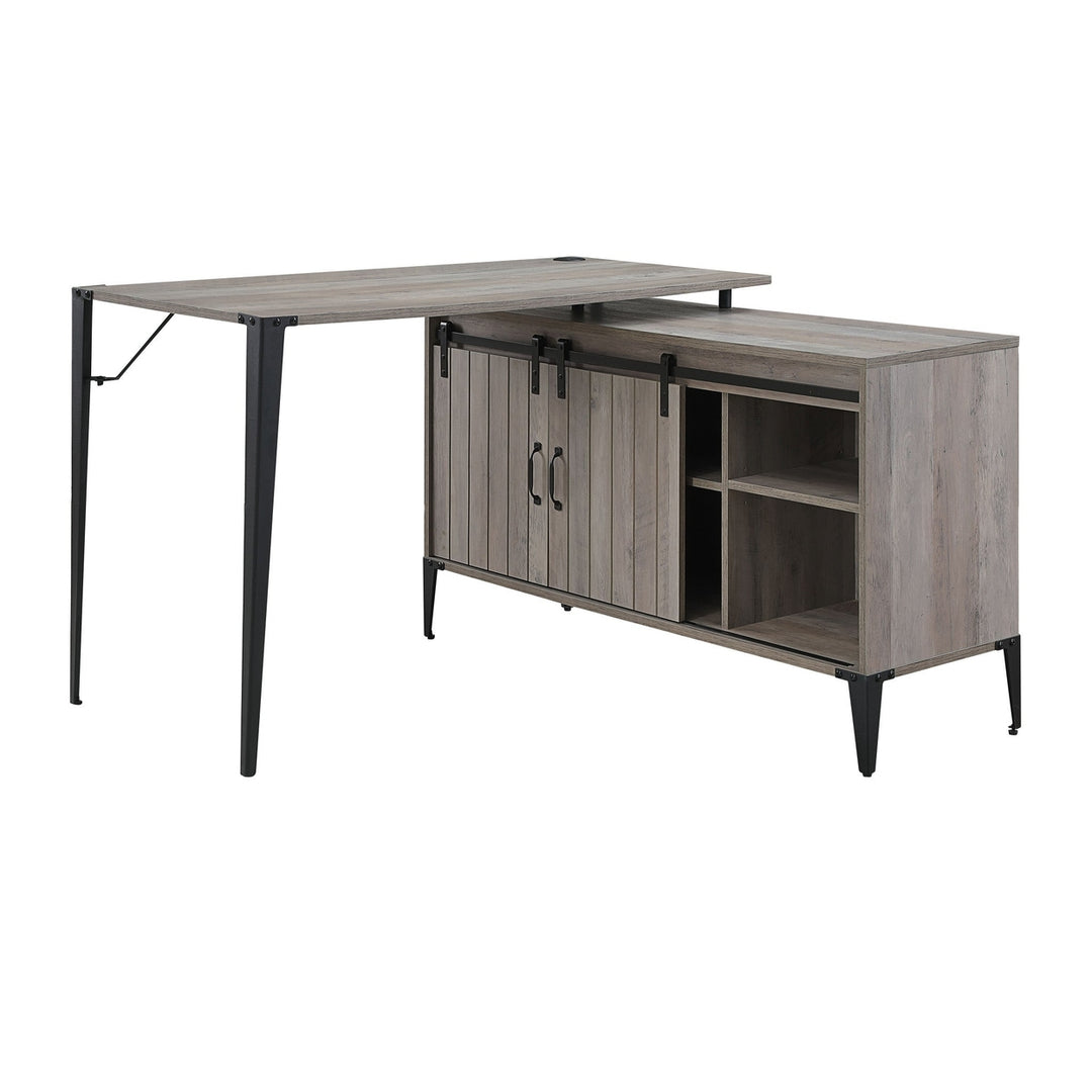 48" Gray and Black L Shape Writing Desk Image 4