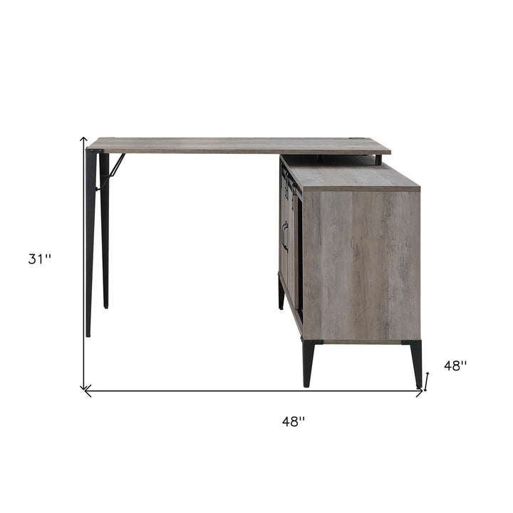 48" Gray and Black L Shape Writing Desk Image 5