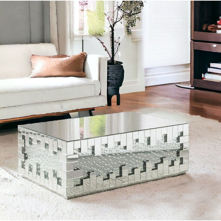 48" Silver Glass Mirrored Coffee Table Image 6