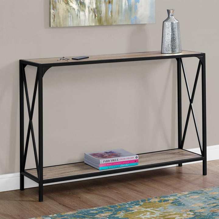 48" Taupe And Black Console Table With Storage Image 5