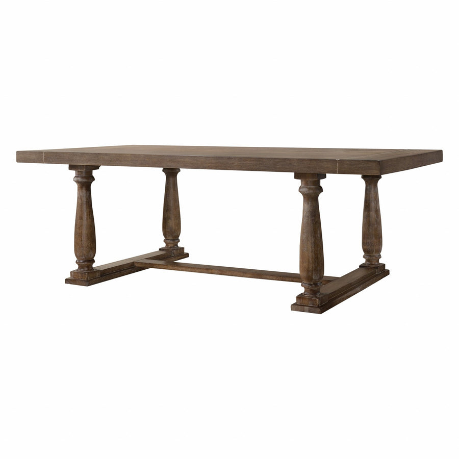 88" Light Gray And Gray Solid Wood Trestle Base Dining Image 1