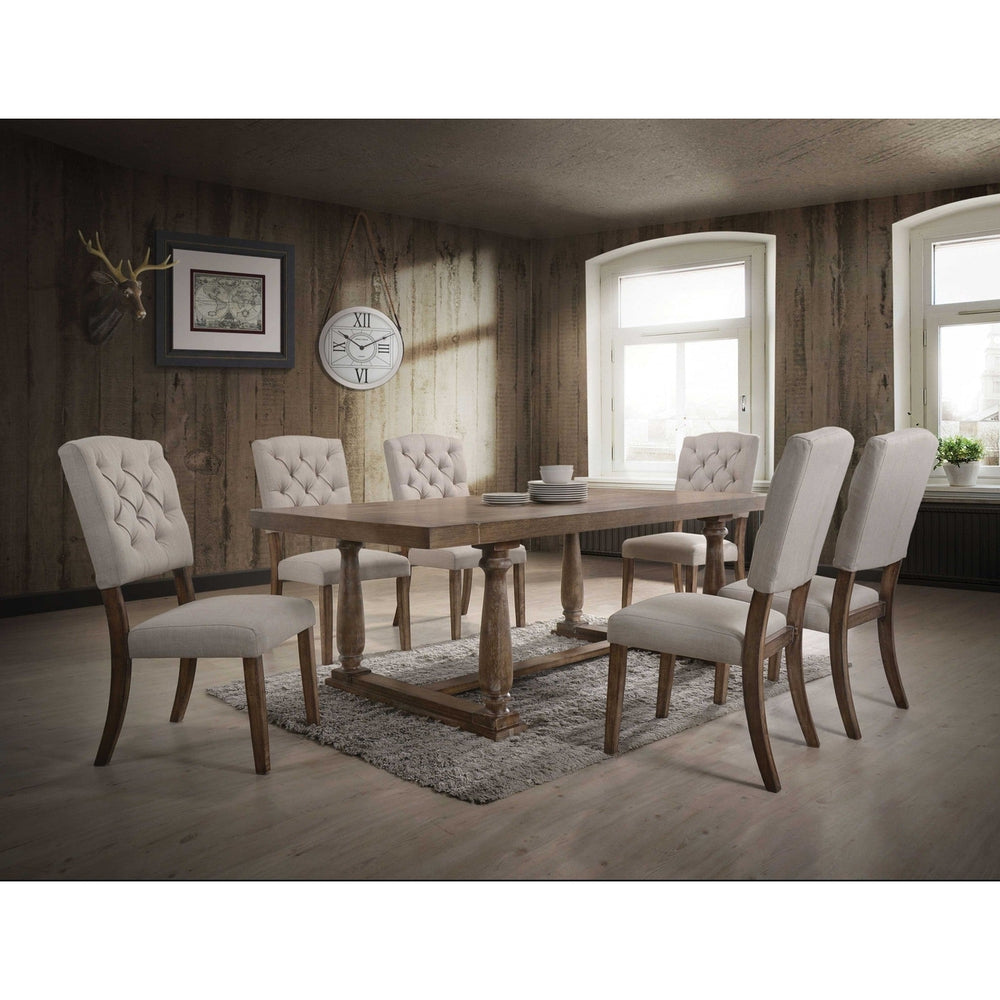 88" Light Gray And Gray Solid Wood Trestle Base Dining Image 2