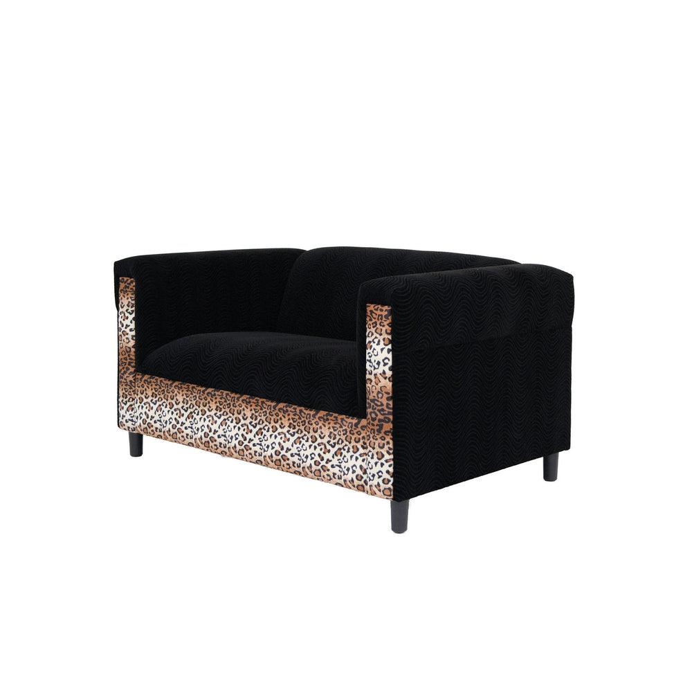 72" Dark Brown And Black Microsuede Loveseat Image 2