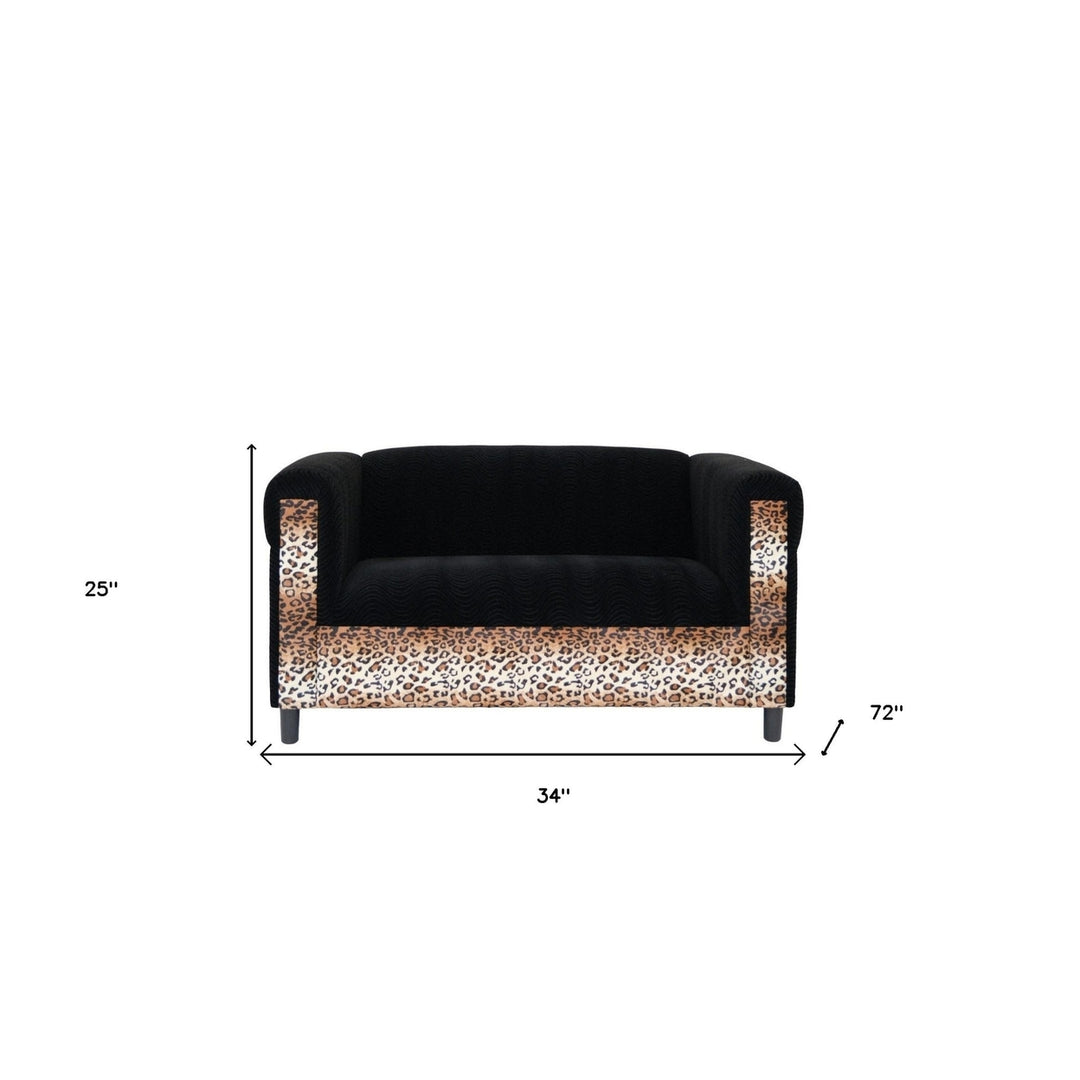 72" Dark Brown And Black Microsuede Loveseat Image 3