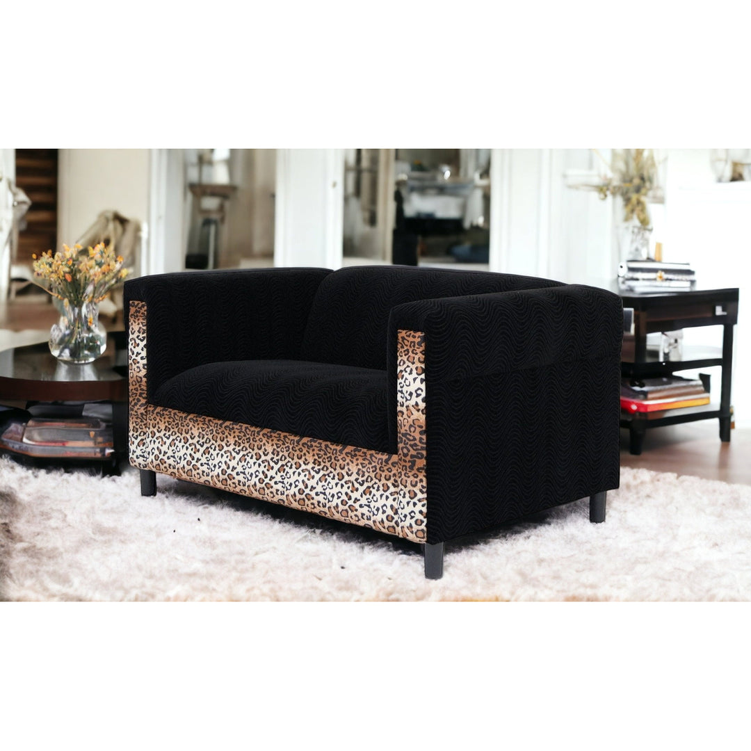 72" Dark Brown And Black Microsuede Loveseat Image 5