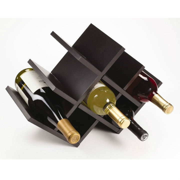 8-Bottle Mariposa Wine Rack Modern Design Dark Brown Finish Image 1