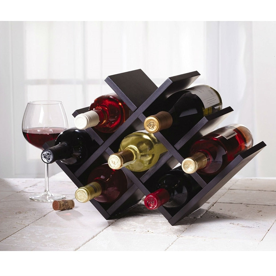 8-Bottle Mariposa Wine Rack Modern Design Dark Brown Finish Image 3