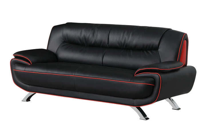 80" Black And Silver Leather Sofa Image 3