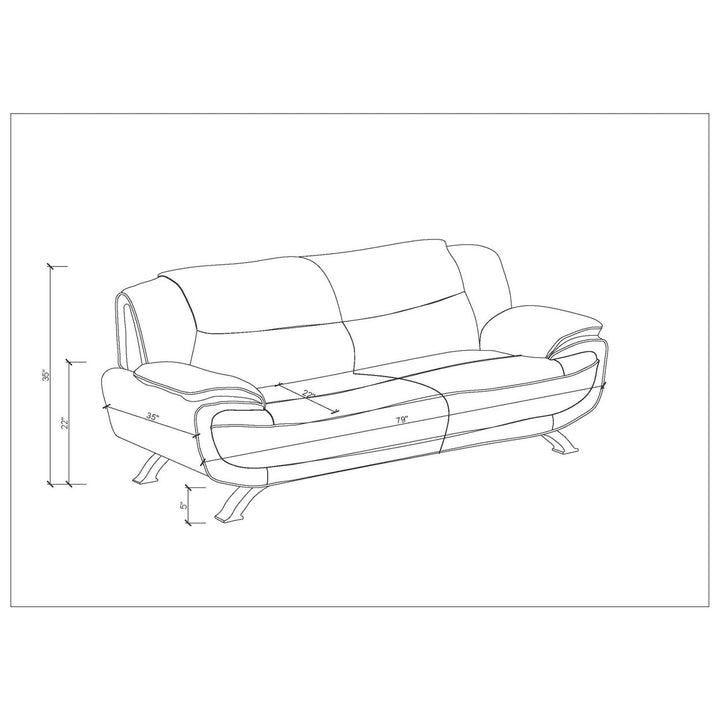 80" Black And Silver Leather Sofa Image 12