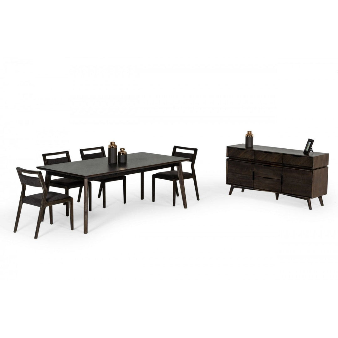 83" Dark Brown Sleek Rectangular Wood Dining Image 6