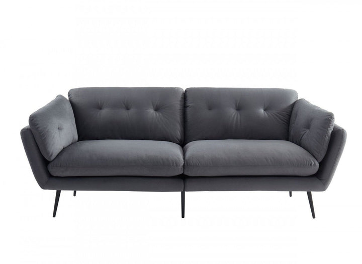 84" Gray Sofa With Black Legs Image 2