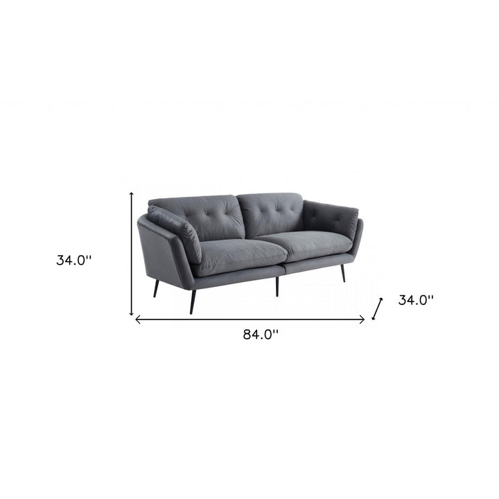 84" Gray Sofa With Black Legs Image 7