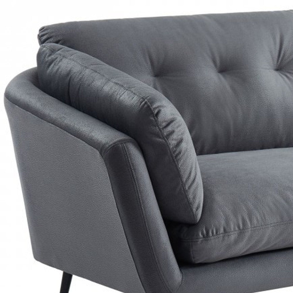 84" Gray Sofa With Black Legs Image 8