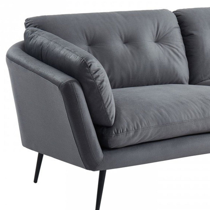 84" Gray Sofa With Black Legs Image 9