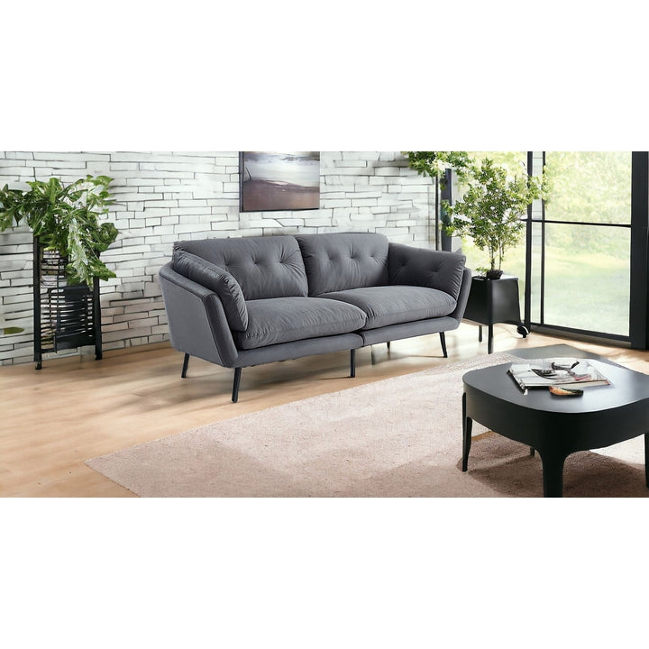 84" Gray Sofa With Black Legs Image 10