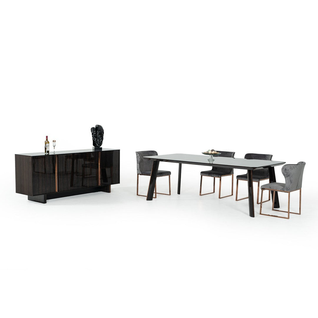 87" Black And Rose Gold Rectangular Dining Image 2