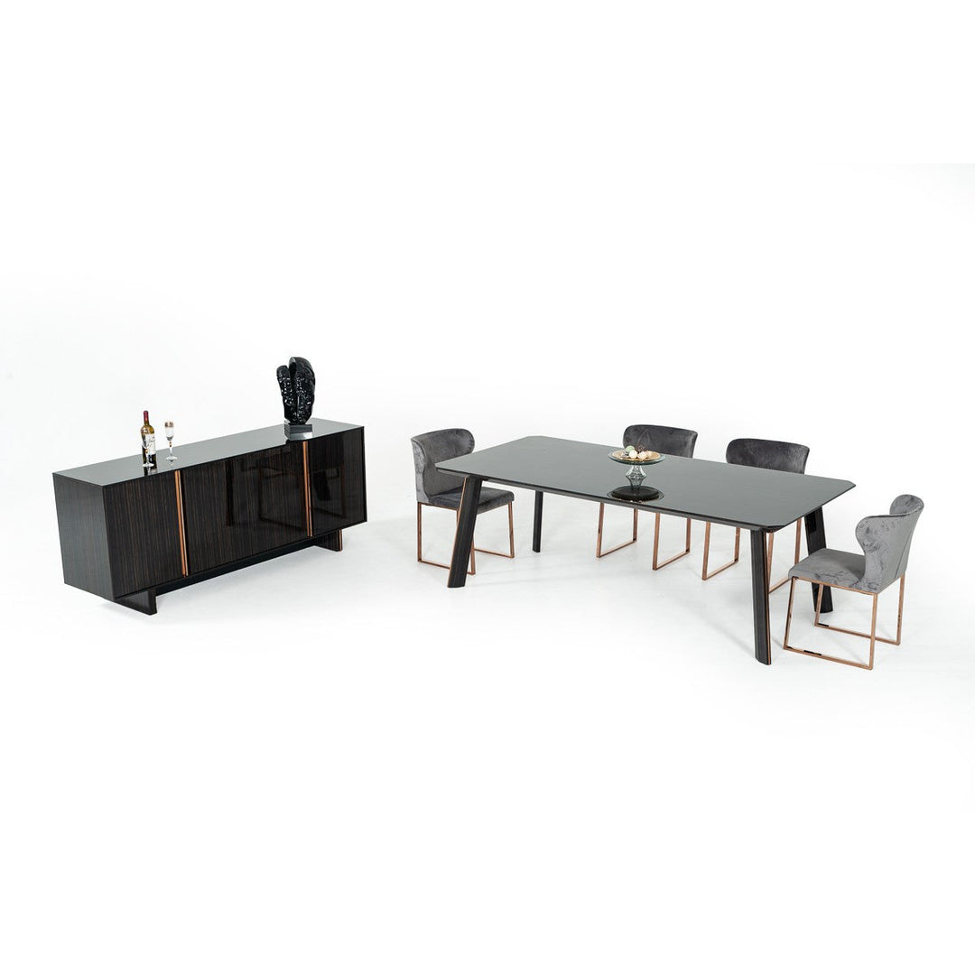 87" Black And Rose Gold Rectangular Dining Image 3