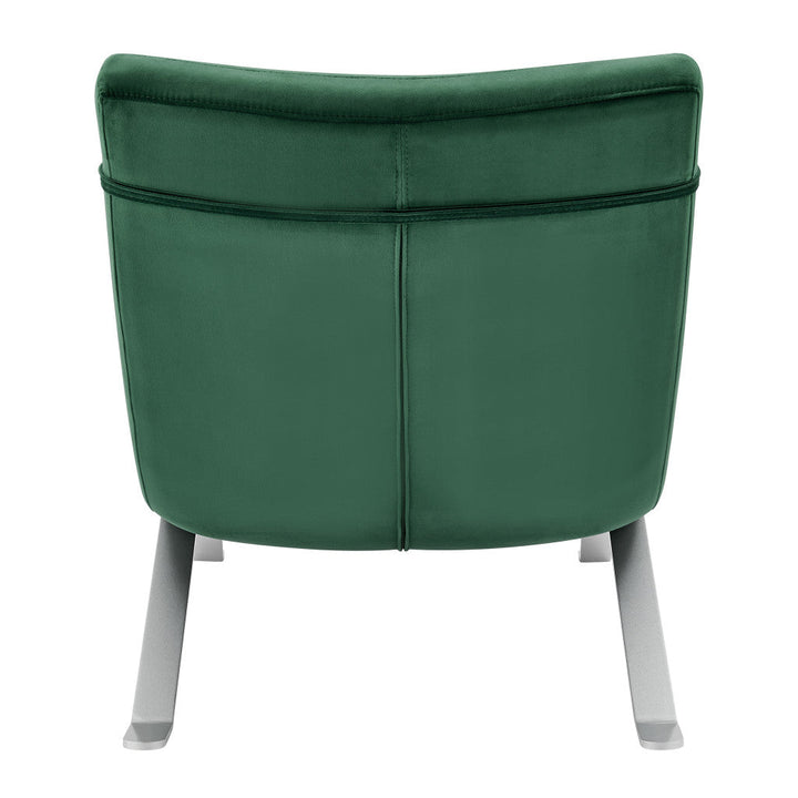 66" Green and Silver Velvet Lounge Chair Image 4