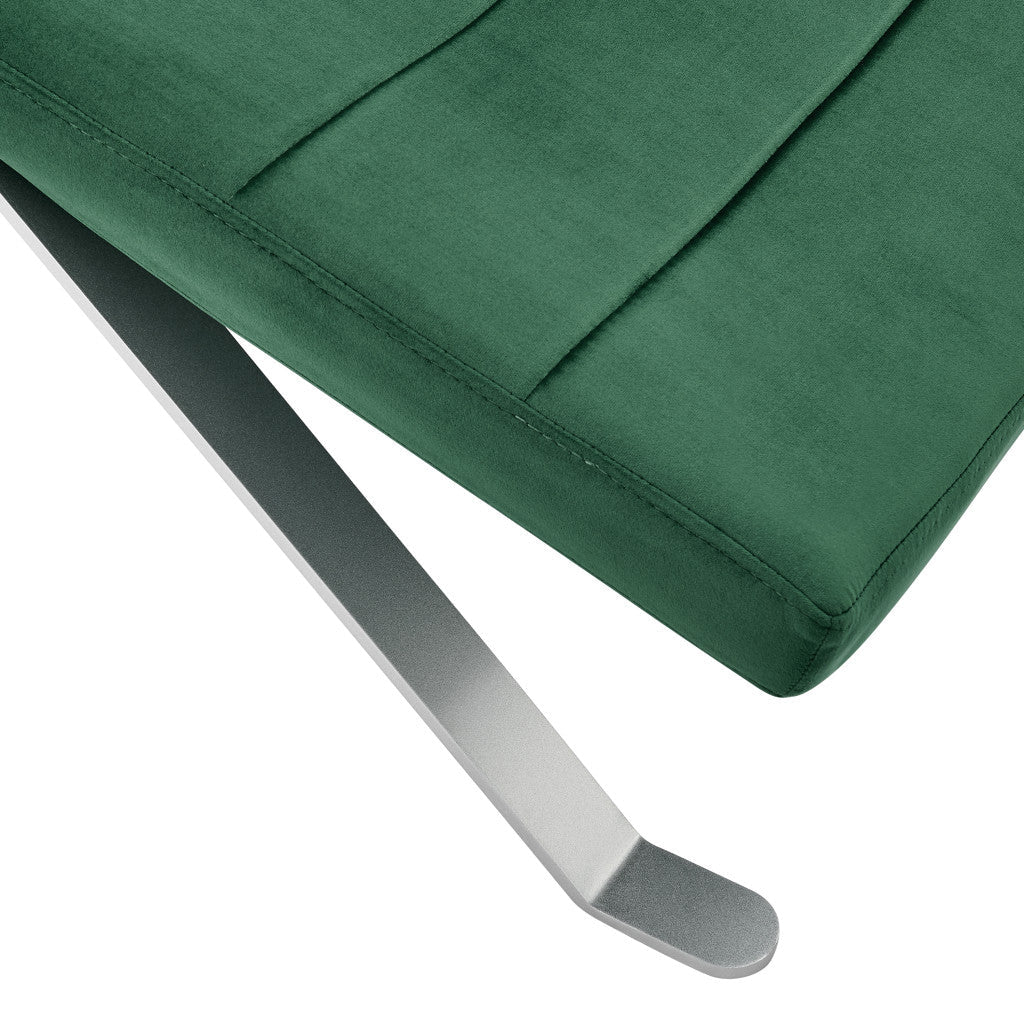 66" Green and Silver Velvet Lounge Chair Image 5