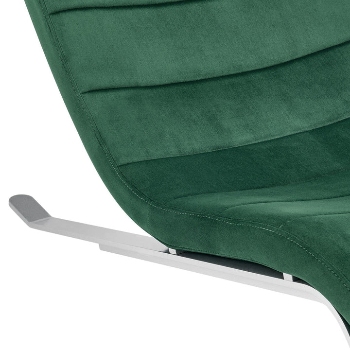 66" Green and Silver Velvet Lounge Chair Image 6