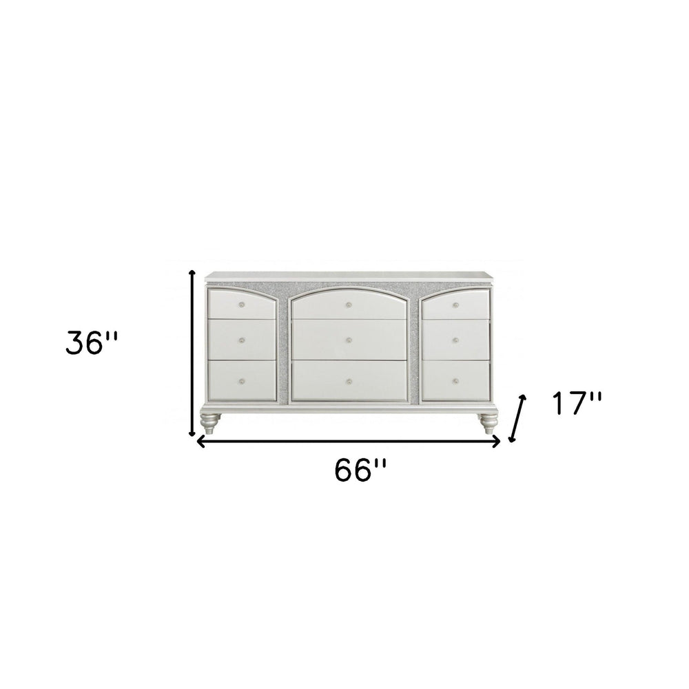 66" Platinum Manufactured Wood Nine Drawer Dresser Image 2