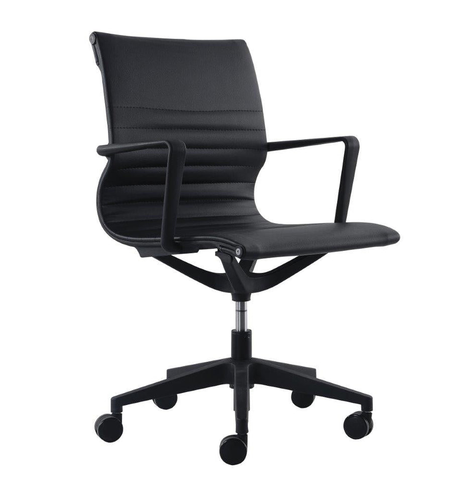 Black Adjustable Swivel Fabric Rolling Office Chair Image 1